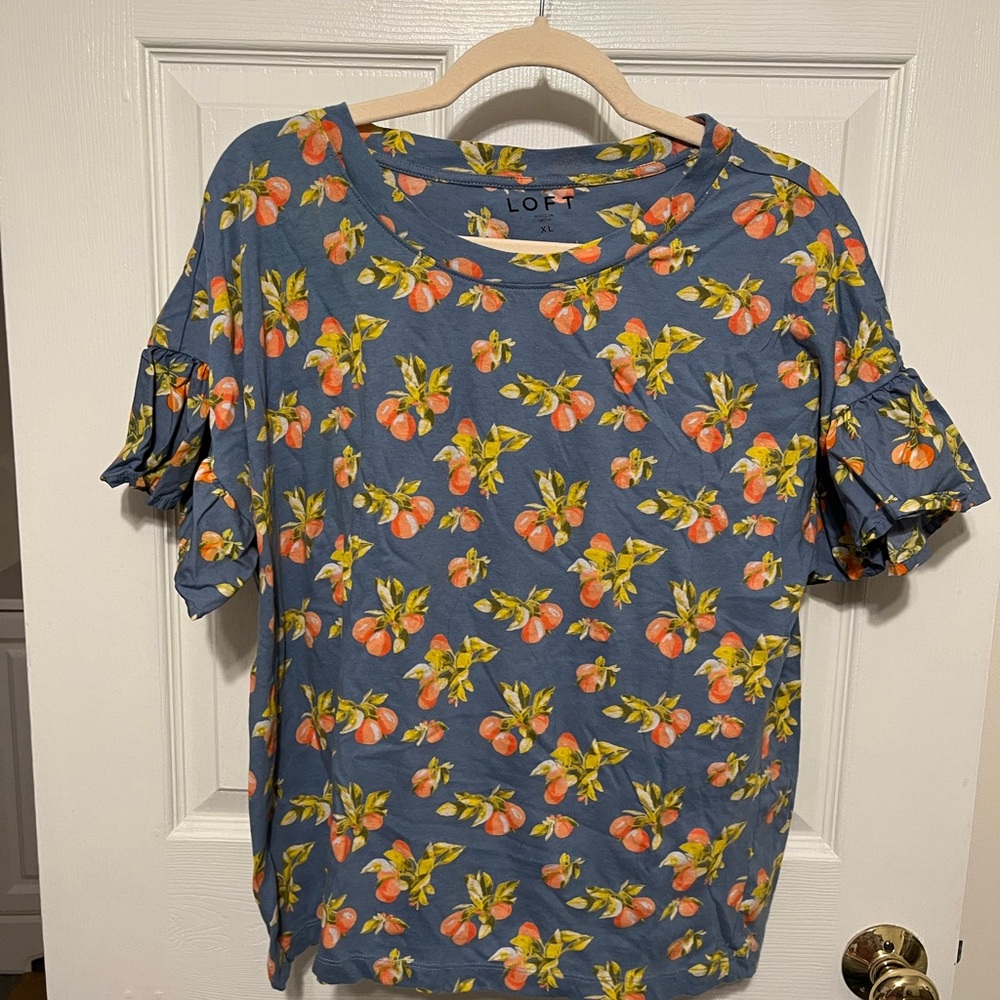 Orange Harvest Flutter Sleeve Mixed Media Top